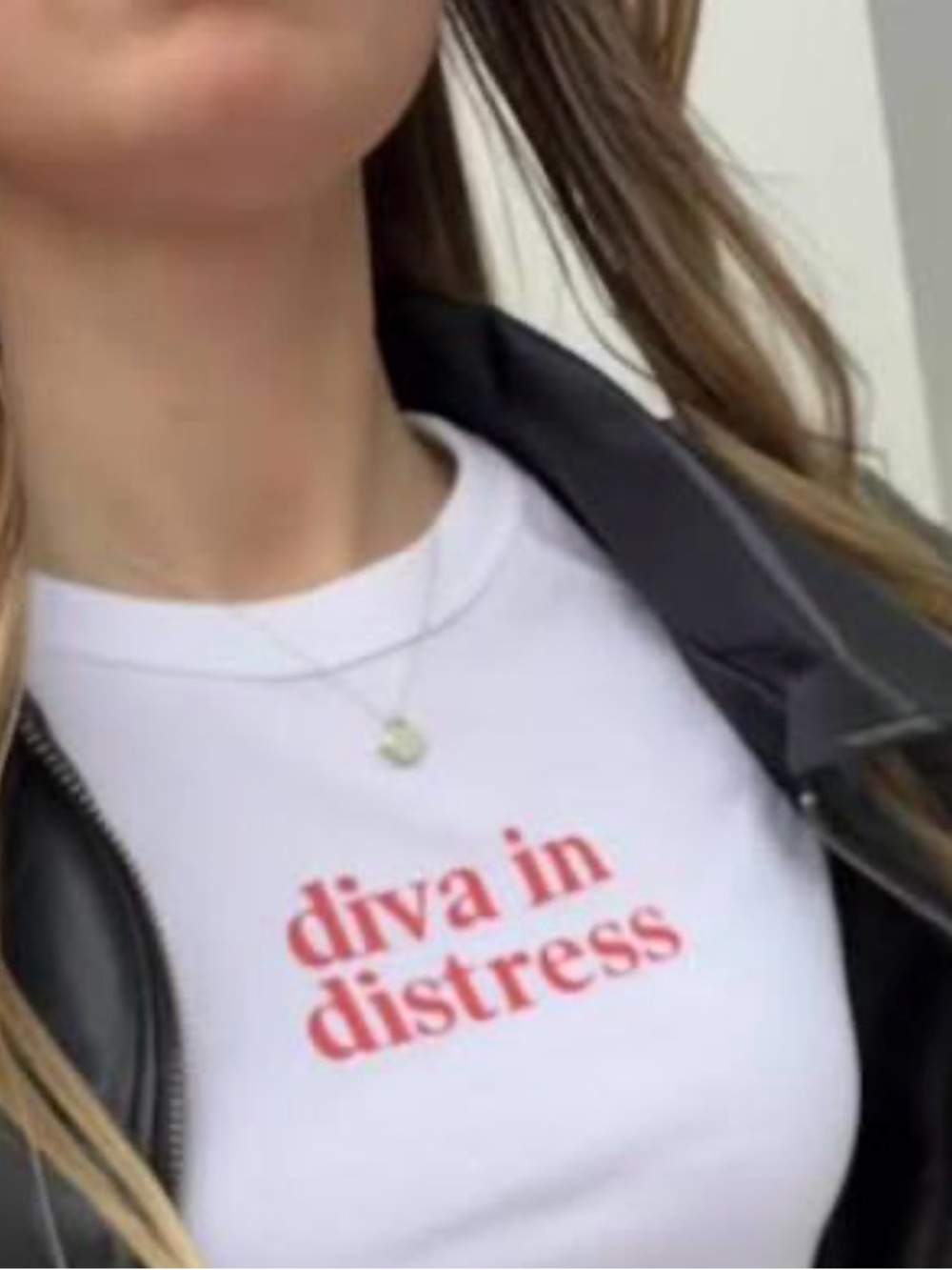 Bella Canvas White Tee with Red "diva in distress" Print